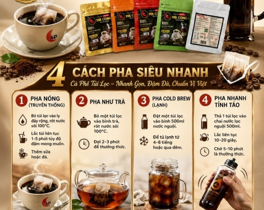 CÀ PHÊ TÚI LỌC MR CÔNG PHIÊN BẢN TÚI ZIP MỚI – TIỆN LỢI HƠN, GIỮ TRỌN HƯƠNG VỊ